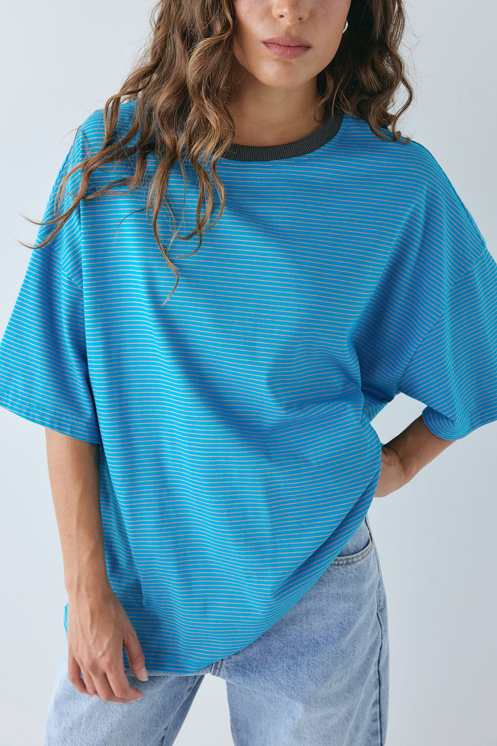 Willow Tee Aqua Stripe