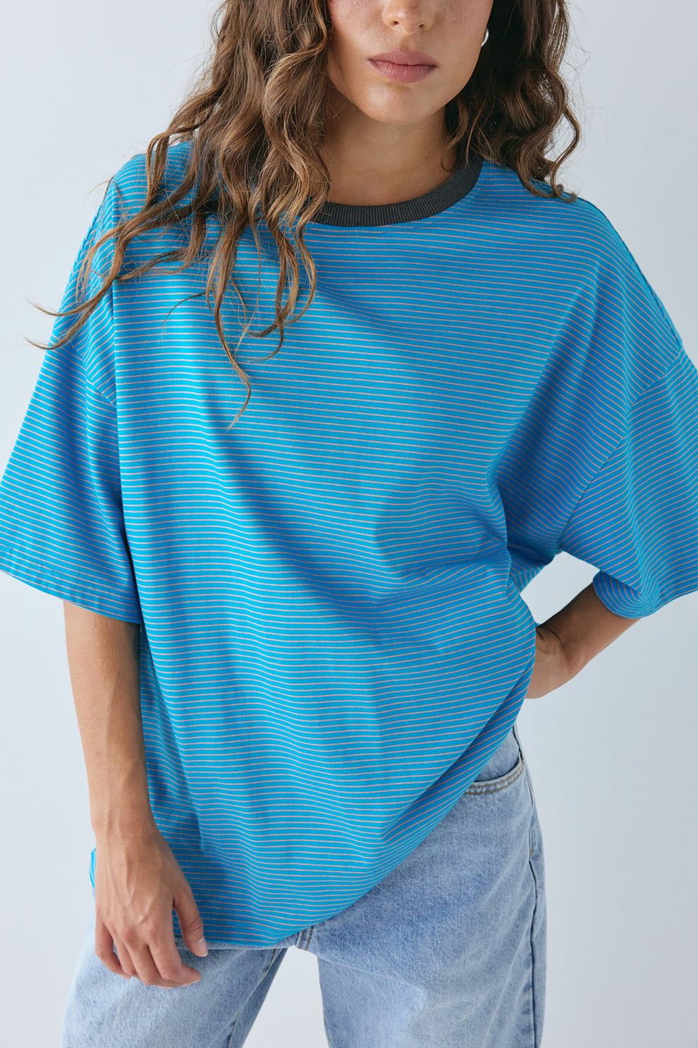 Willow Tee Aqua Stripe