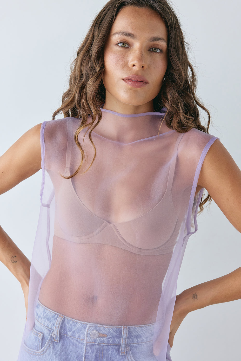 Serena Sheer Maxi Dress Lilac 