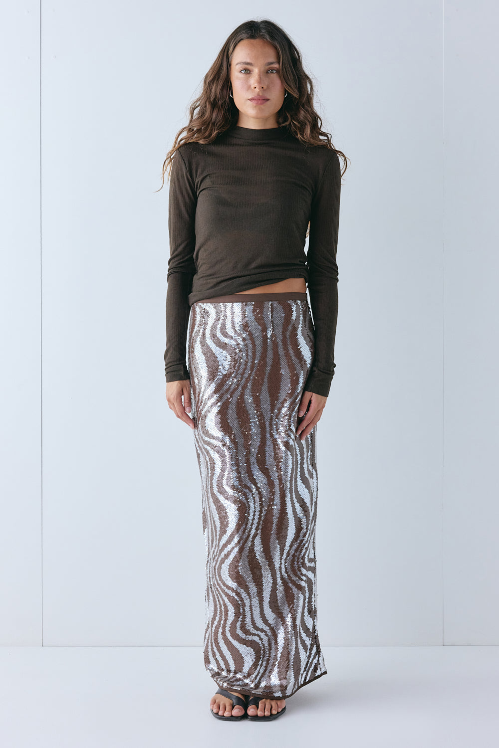 Devyn Sequin Midi Skirt Molten - size:Stephanie:AU 6 / US 2