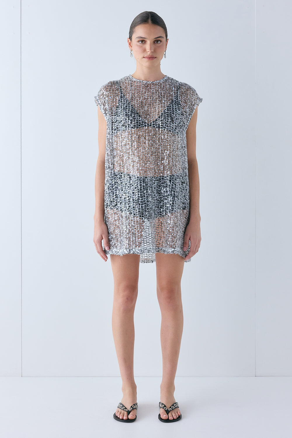 Esme Sequin Mini Dress Black- size:Hailey:AU 6 / US 2