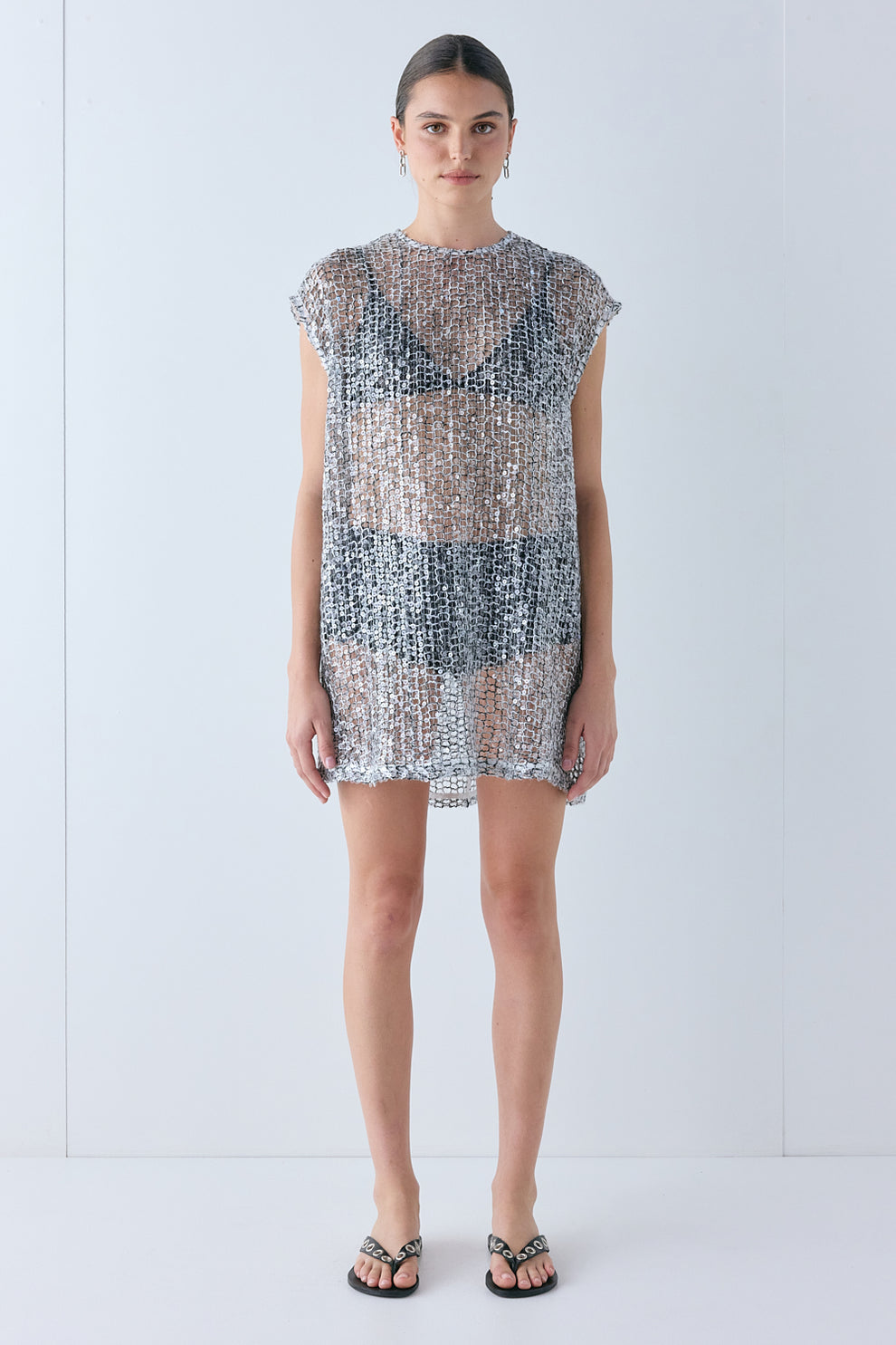 Esme Sequin Mini Dress Black- size:Hailey:AU 6 / US 2