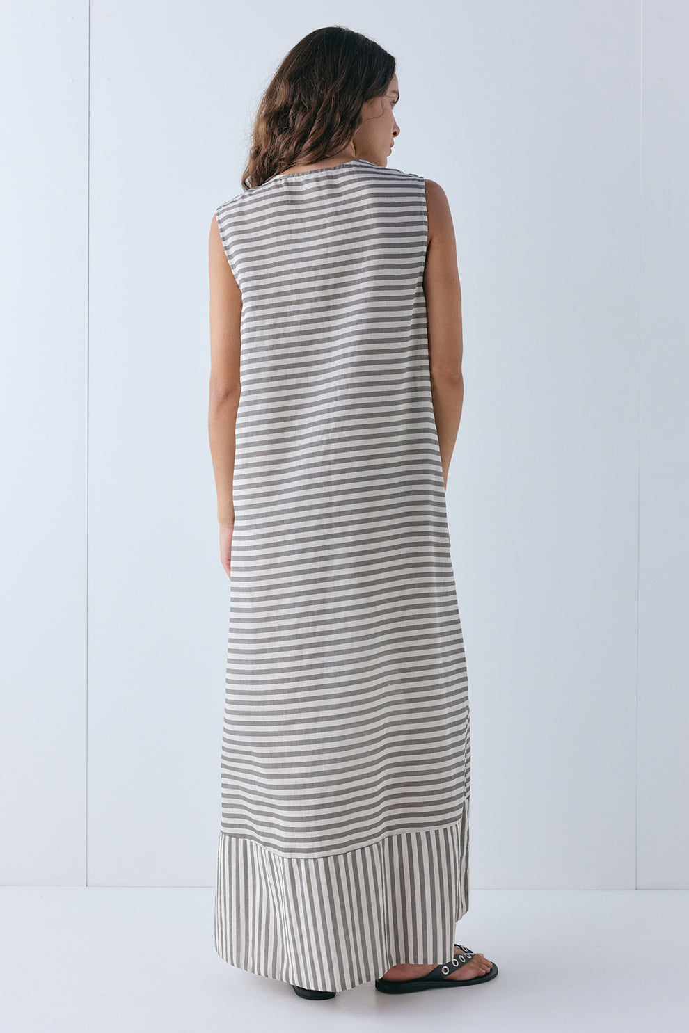Colette Maxi Dress Grey Stripe