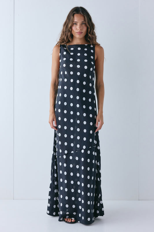 Imogen Maxi Dress Black Polka Dot - size:Stephanie:AU 6 / US 2