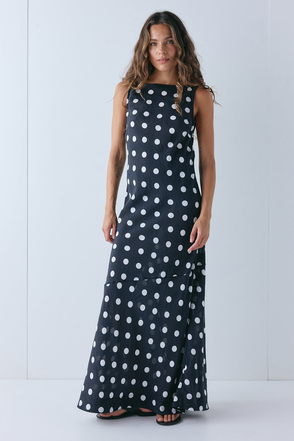 Imogen Maxi Dress Black Polka Dot 