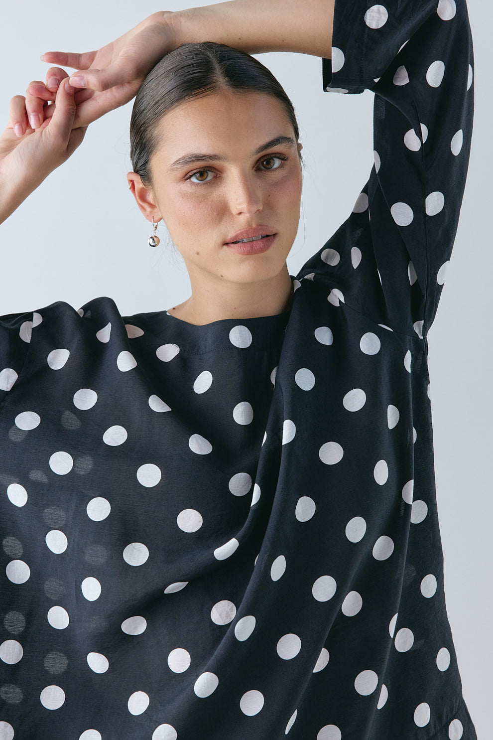 Ava Top Black Polka Dot 