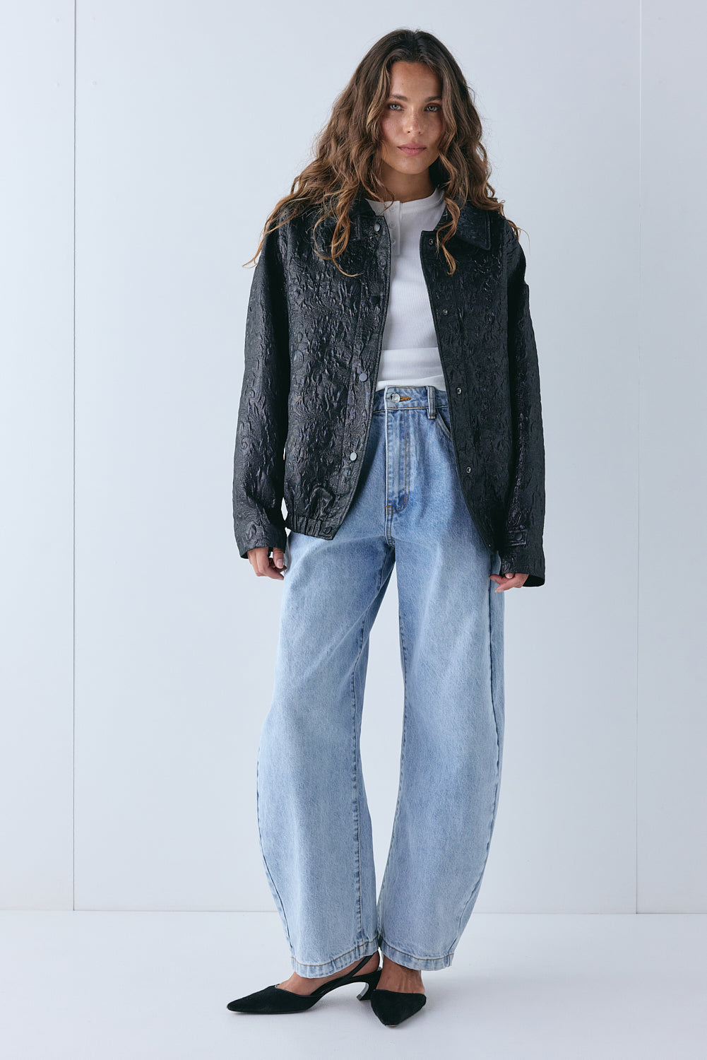 Winslow Jacquard Bomber Jacket Black - size:Stephanie:AU 6 / US 2