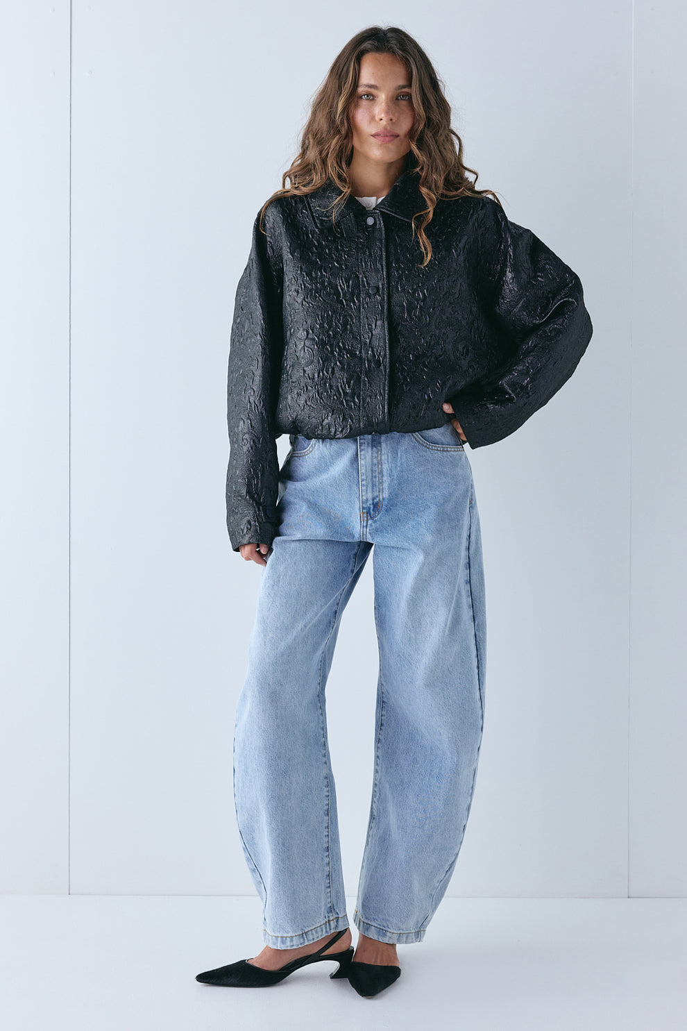 Winslow Jacquard Bomber Jacket Black