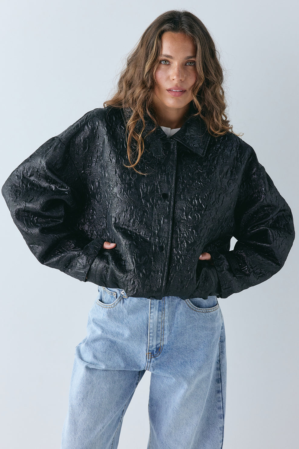 Winslow Jacquard Bomber Jacket Black