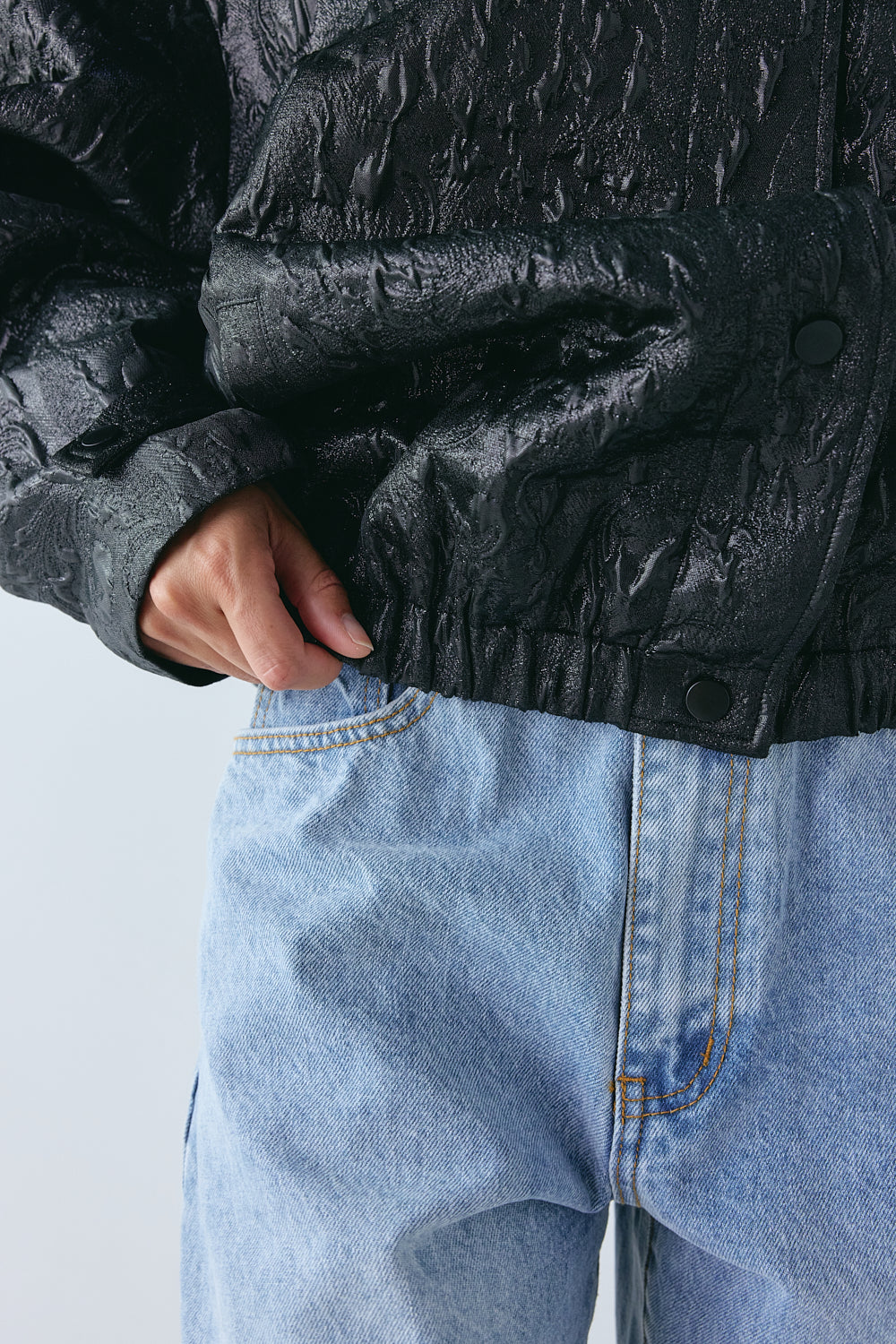 Winslow Jacquard Bomber Jacket Black