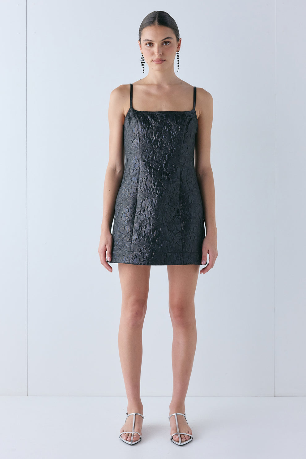 black jacquard mini dress VRG GRL Women's' 'Rose Jacquard Mini Dress Black 8