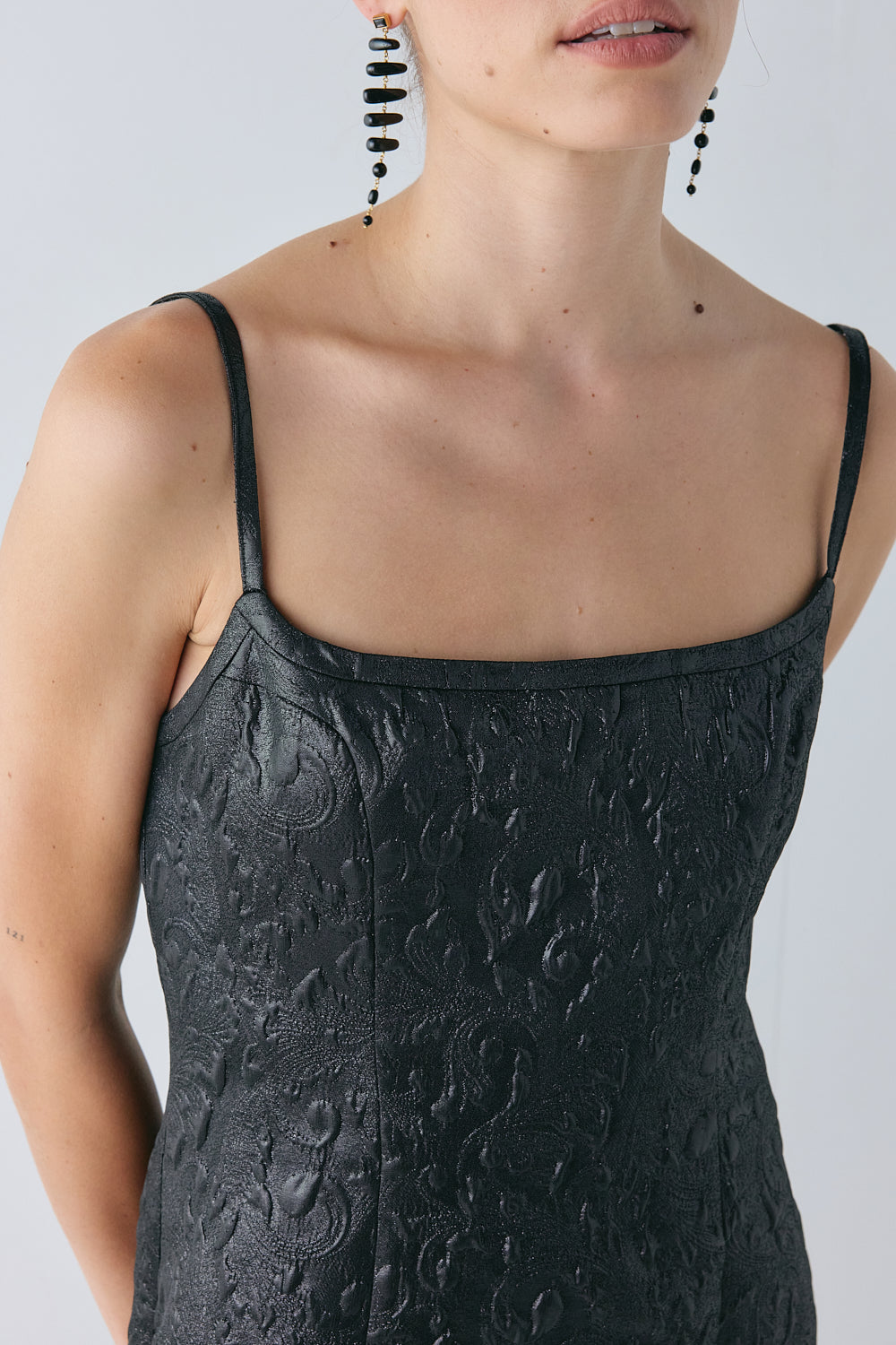 Rose Jacquard Mini Dress Black