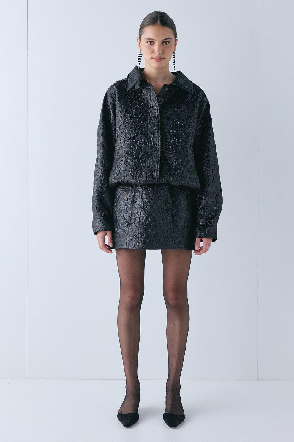 Winslow Jacquard Bomber Jacket Black - size:Hailey:AU 6 / US 2