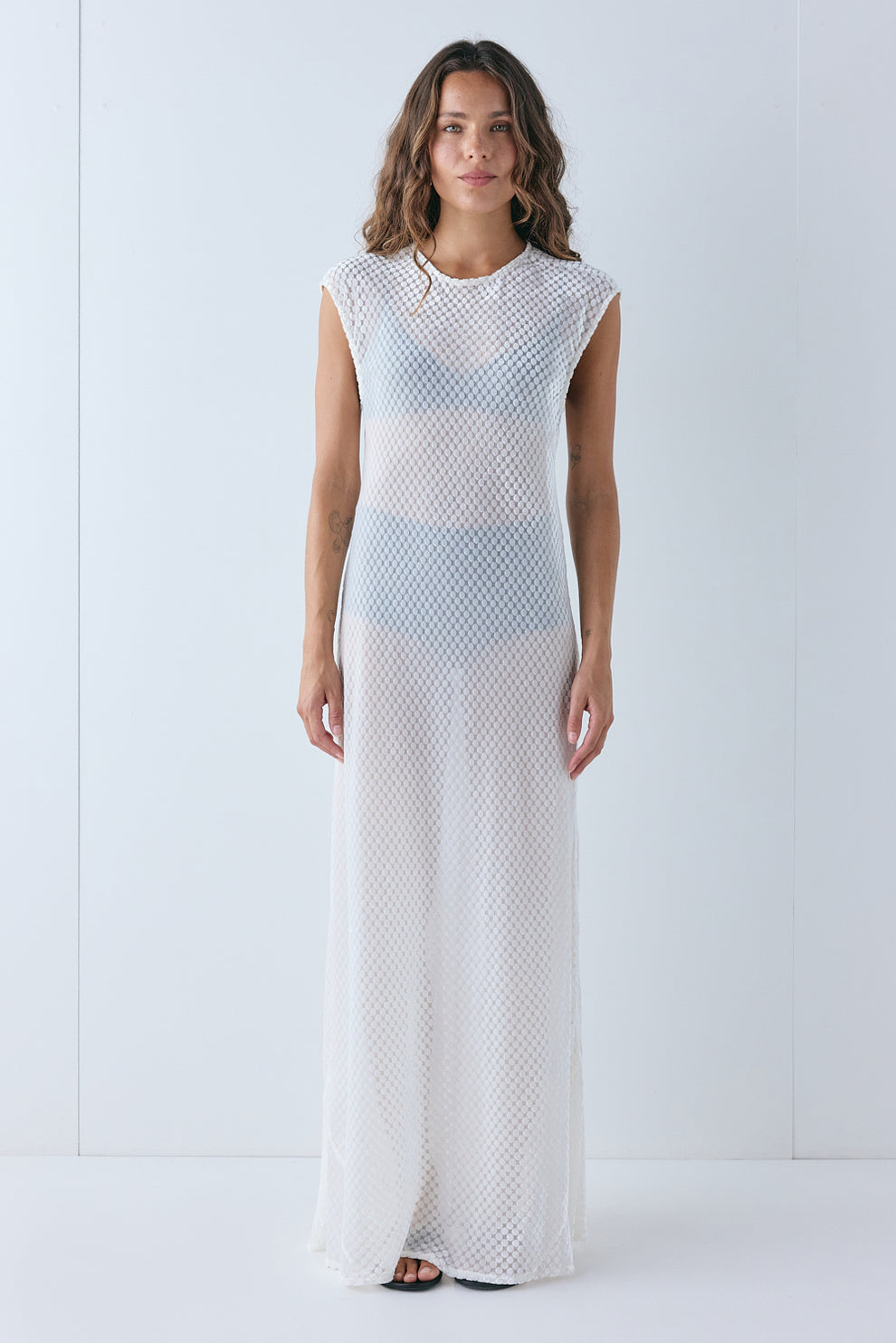 VRG GRL Women's' 'Grace Sheer Maxi Dress White 6