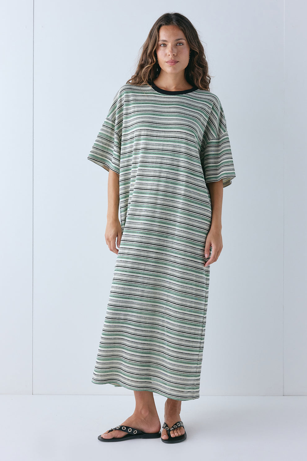 Willow Maxi Dress Green Stripe - size:Stephanie:AU 6 / US 2