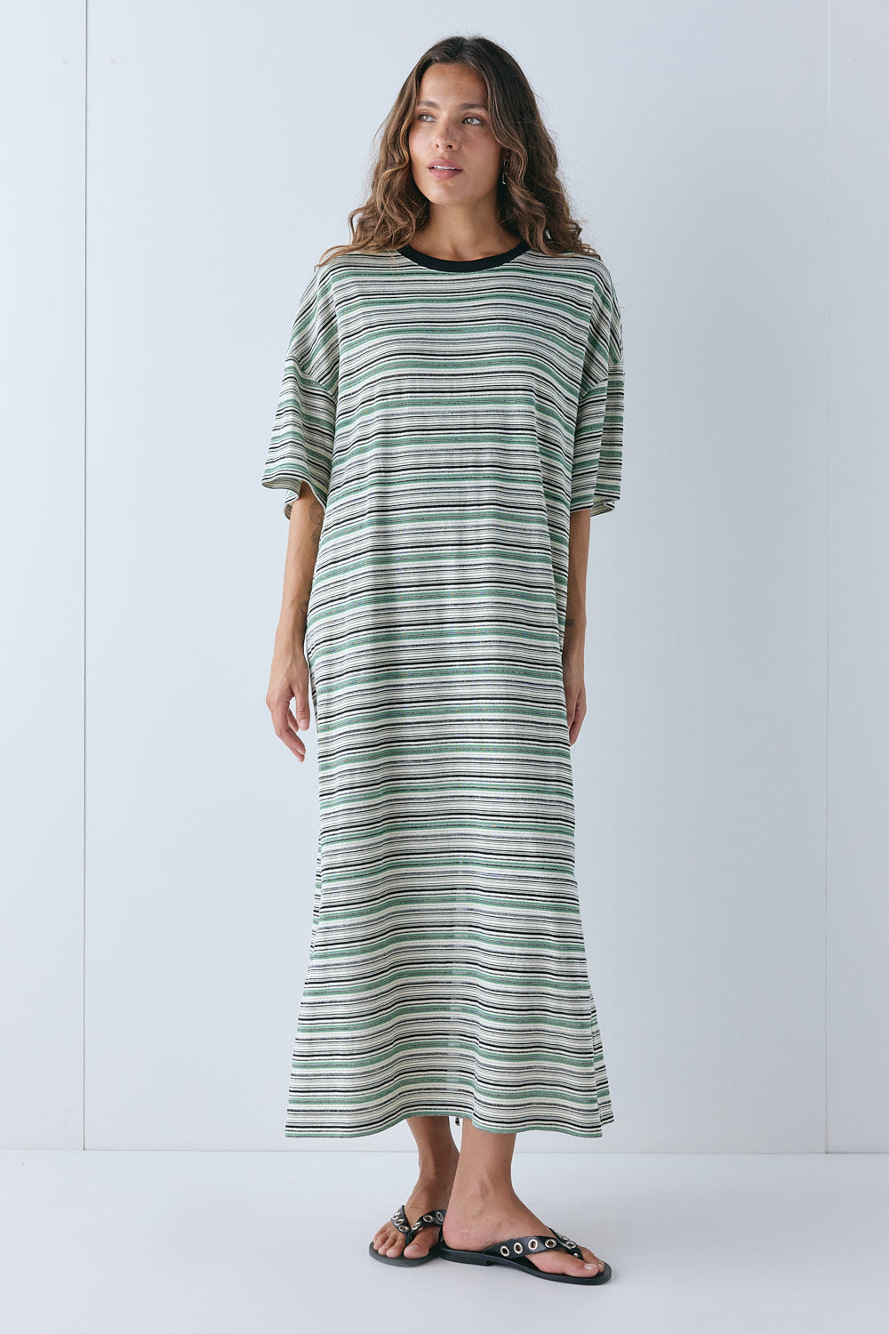 Willow Maxi Dress Green Stripe