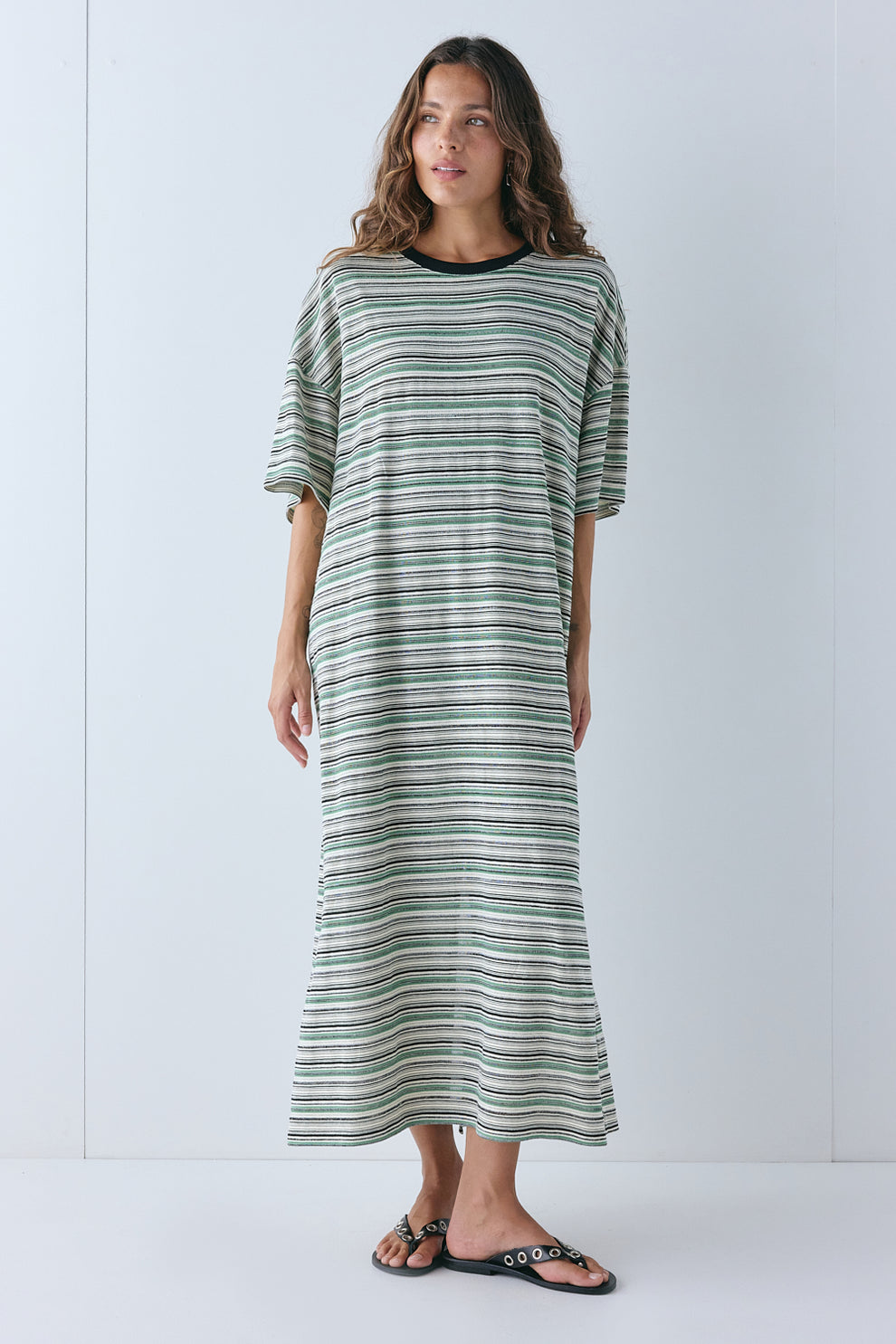 Willow Maxi Dress Green Stripe