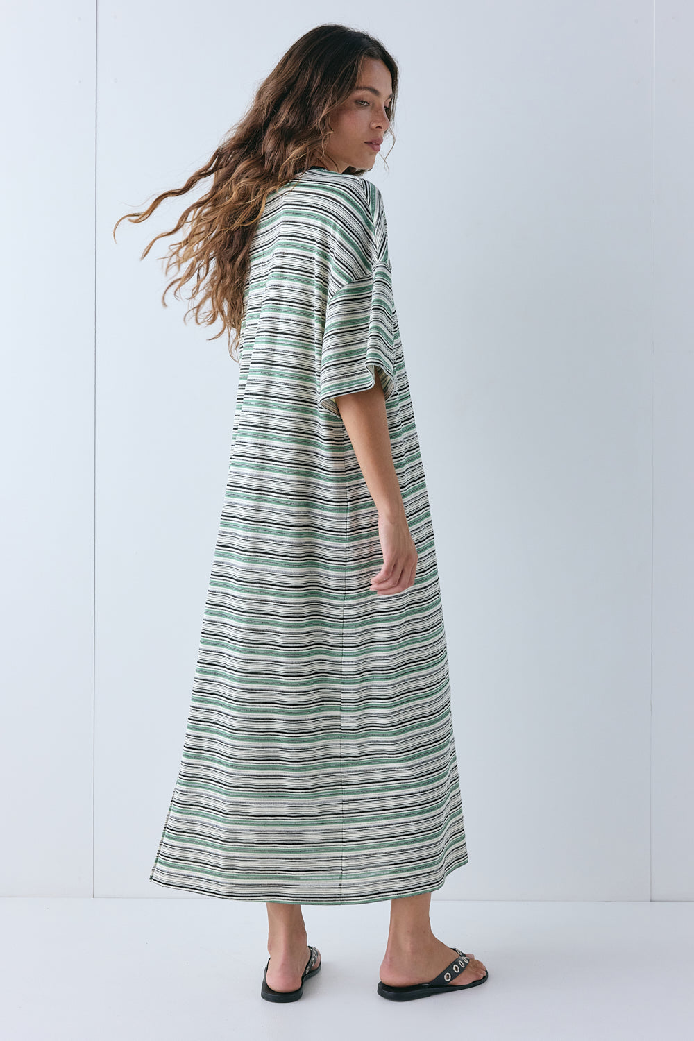 Willow Maxi Dress Green Stripe