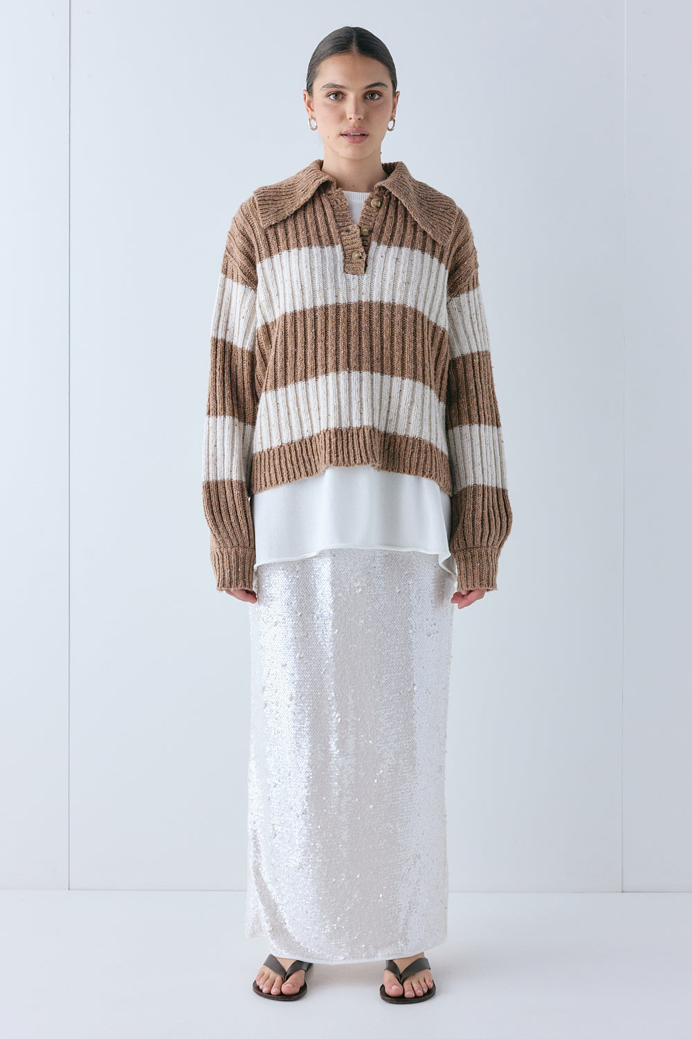 Parker Knit Jumper Brown Stripe 