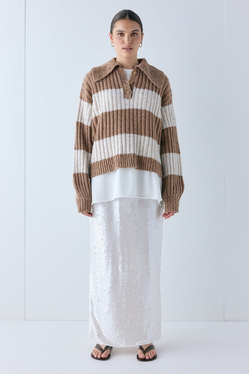 Parker Knit Jumper Brown Stripe 