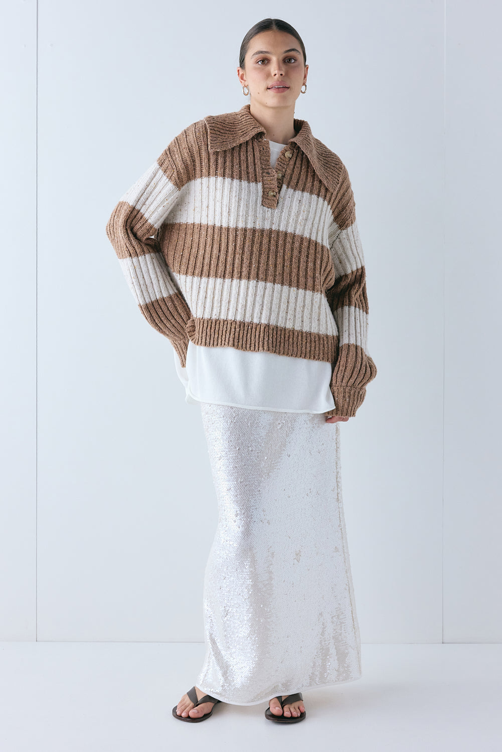 Parker Knit Jumper Brown Stripe 