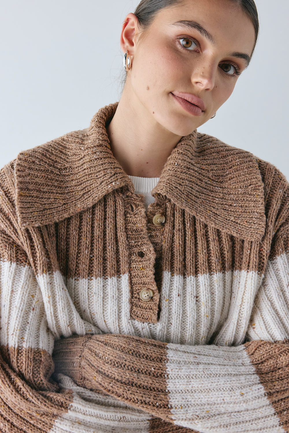 Parker Knit Jumper Brown Stripe 