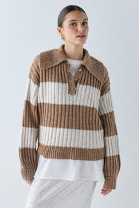 Parker Knit Jumper Brown Stripe