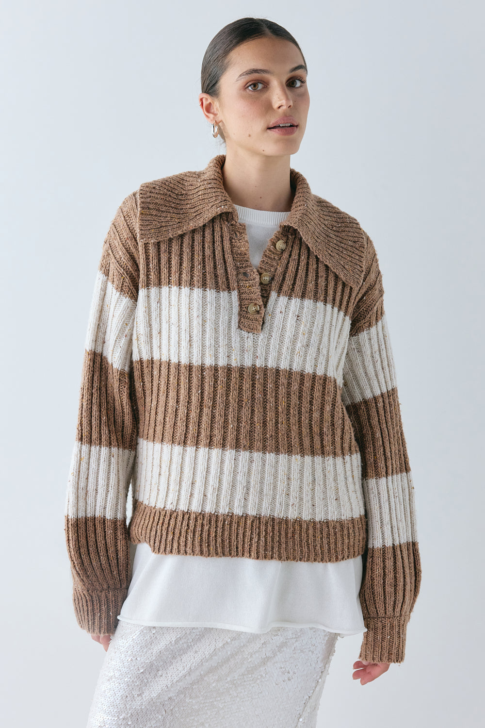 Parker Knit Jumper Brown Stripe 