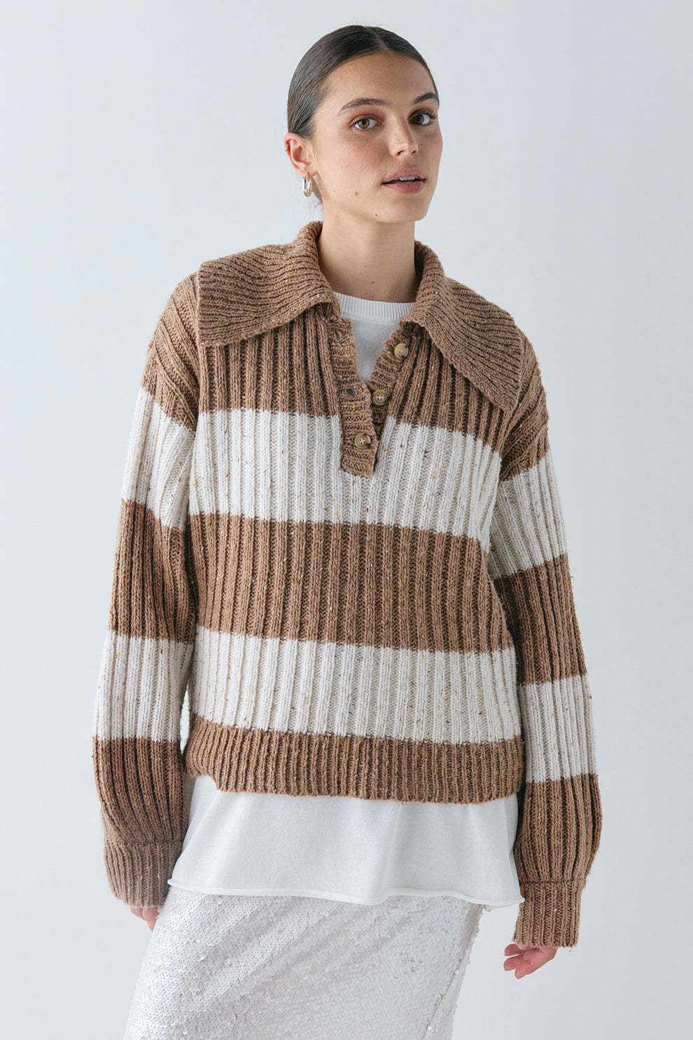 Parker Knit Jumper Brown Stripe 