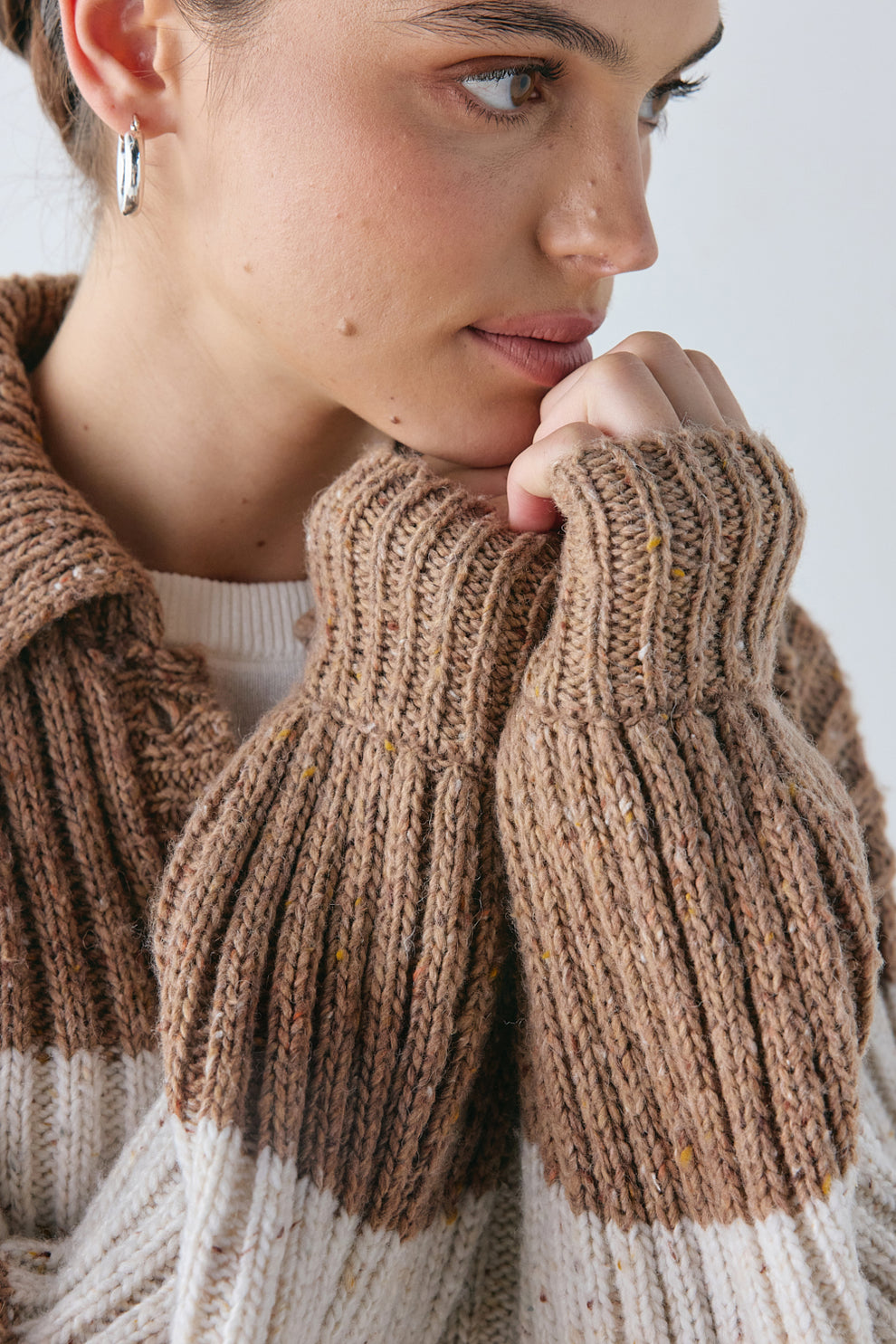 Parker Knit Jumper Brown Stripe 