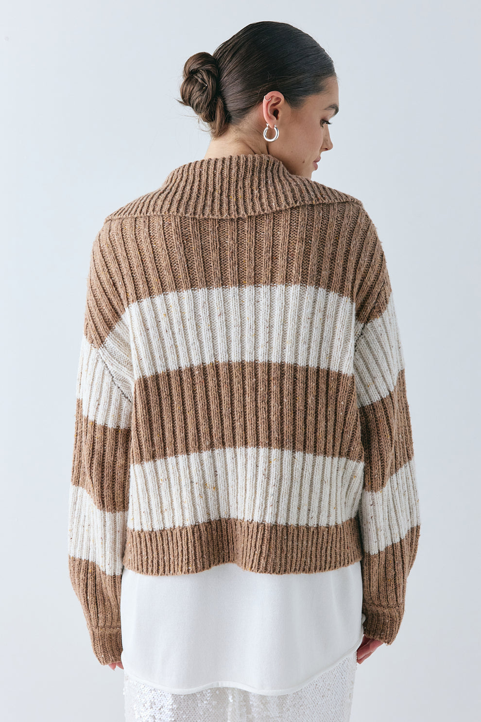 Parker Knit Jumper Brown Stripe 