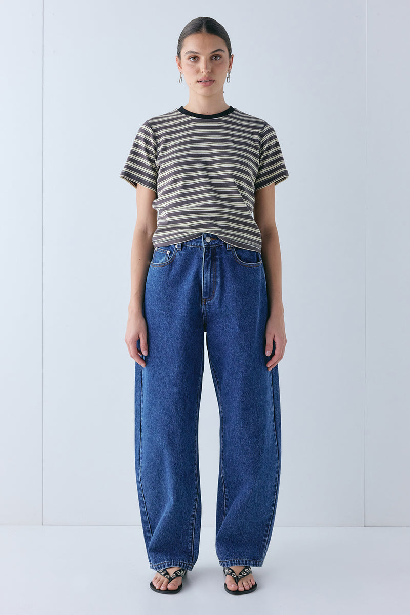 Lennox Tee Charcoal Stripe