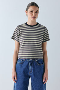 Lennox Tee Charcoal Stripe