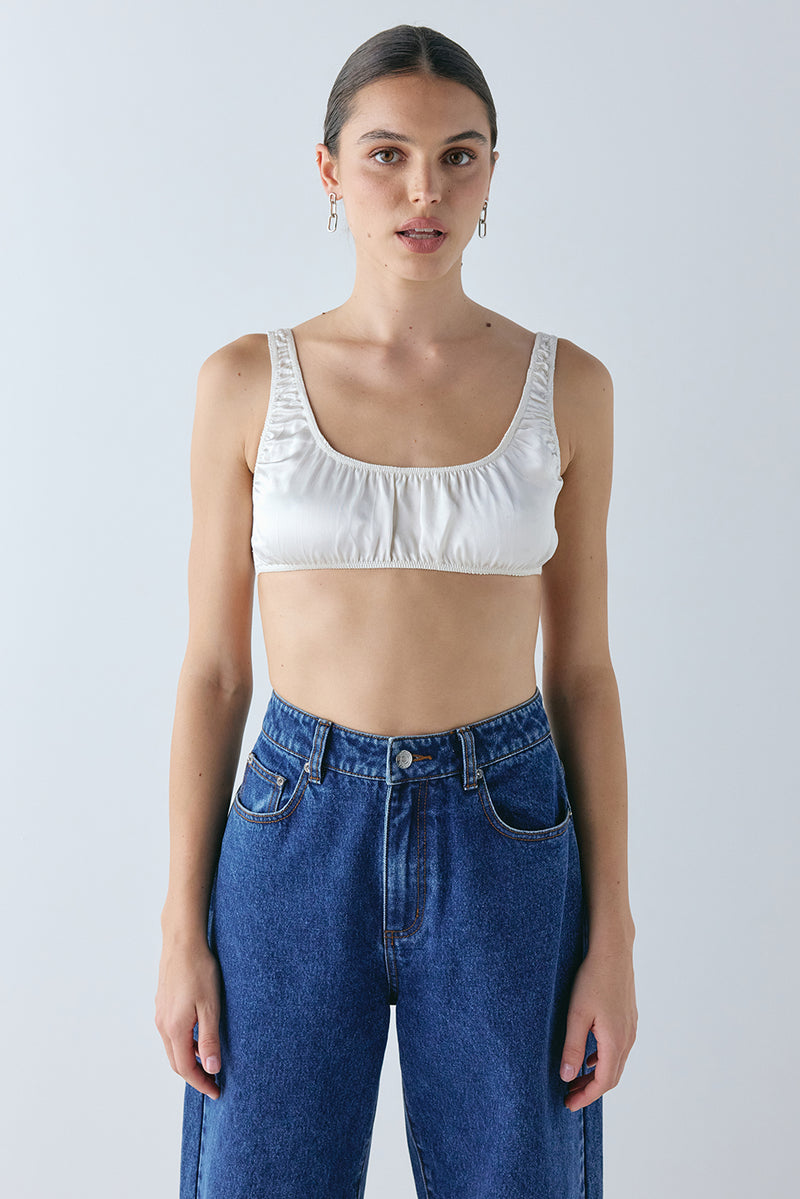 Sloane Satin Bralette Cream - size:Hailey:AU 6 / US 2