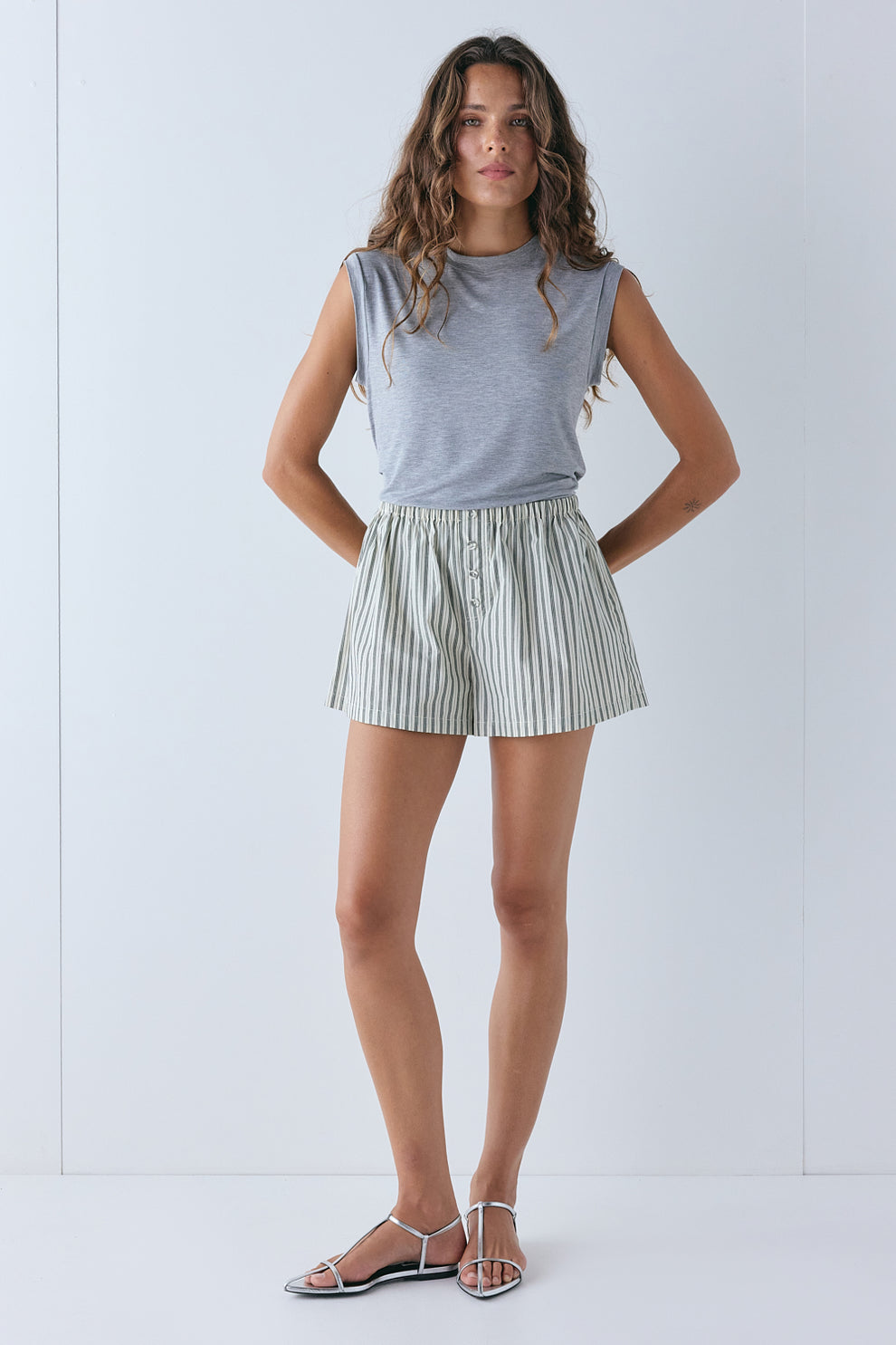 Eira Shorts Cream Stripe