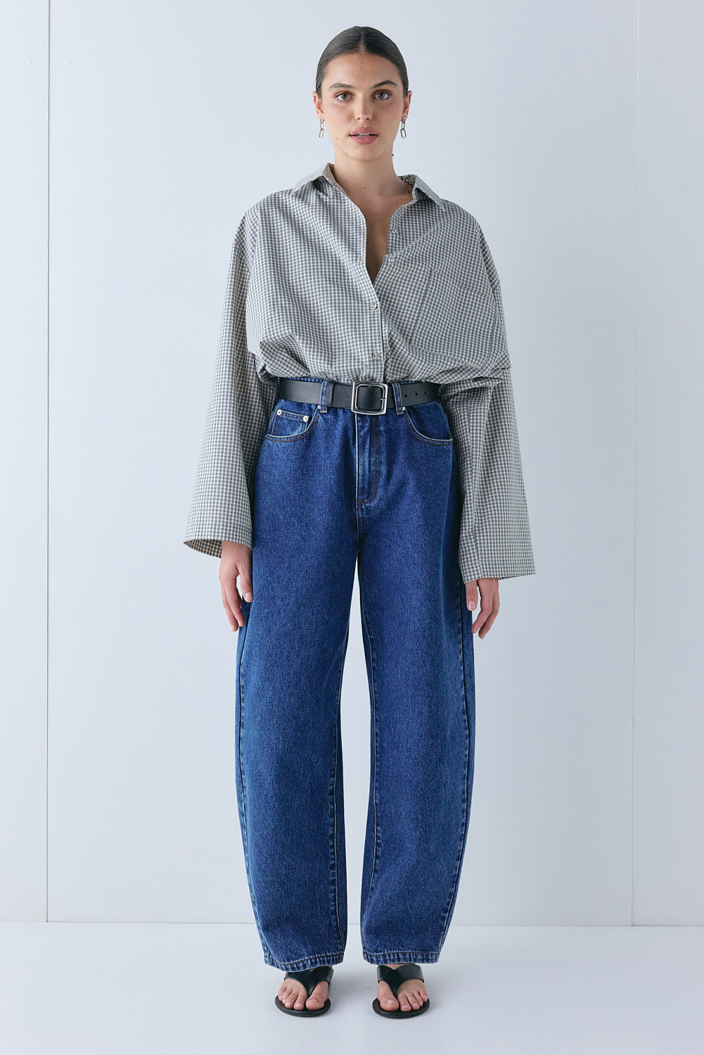 Spencer Mid Rise Barrel Denim Jeans Blue 