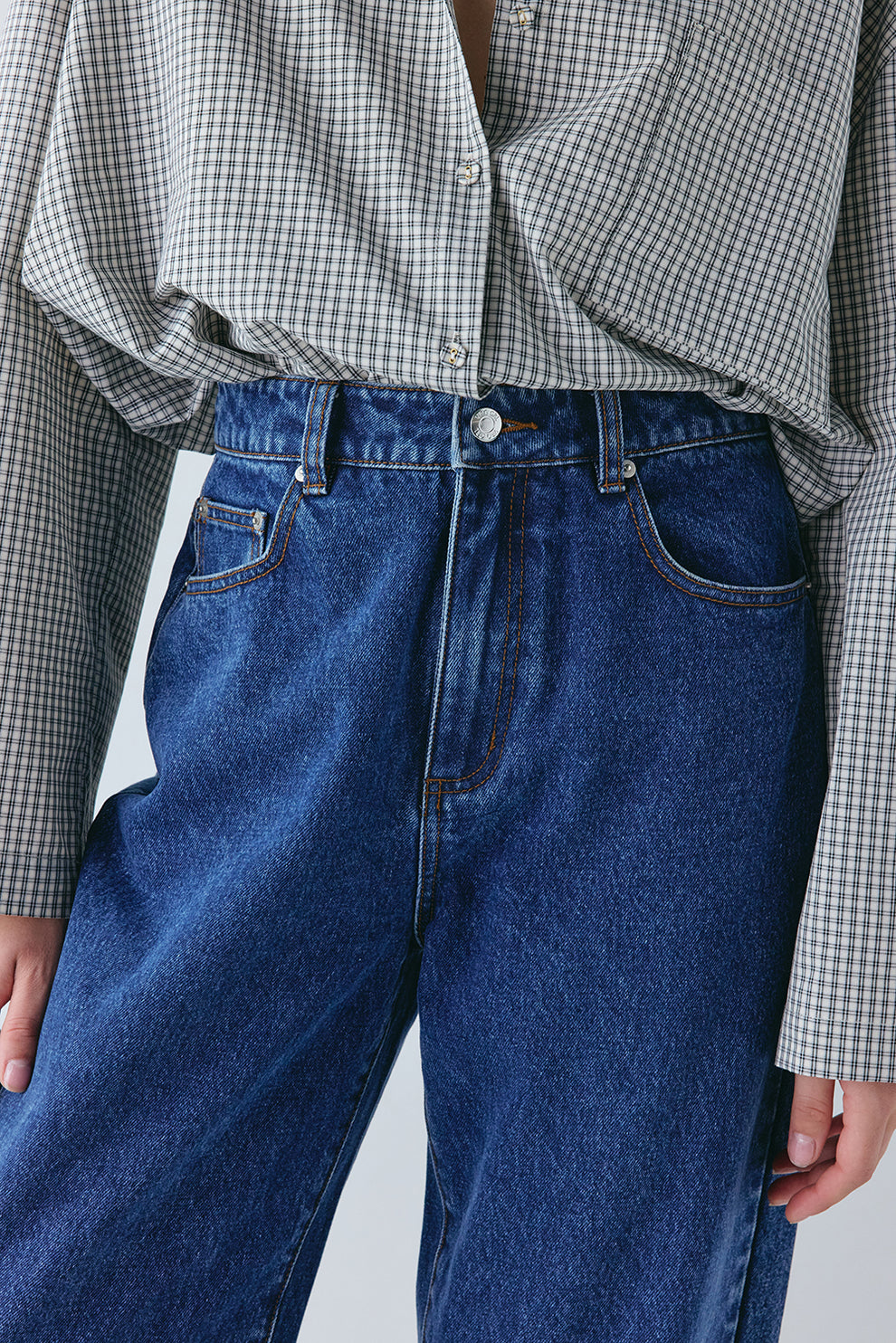 Spencer Mid Rise Barrel Denim Jeans Blue 