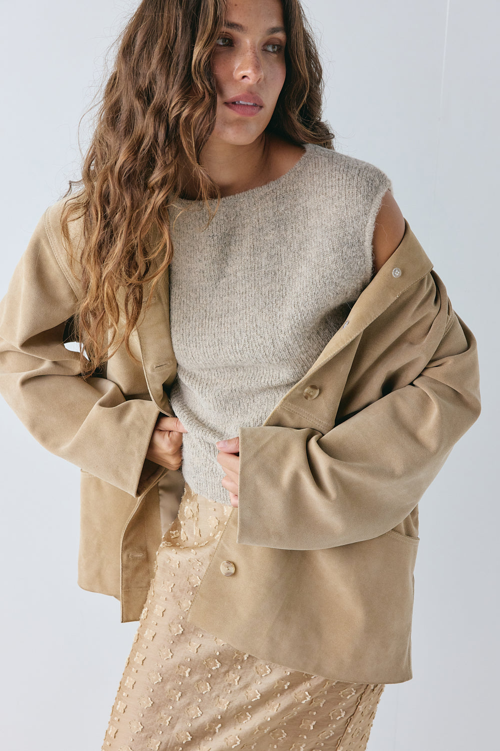 Preston Suede Jacket Camel 