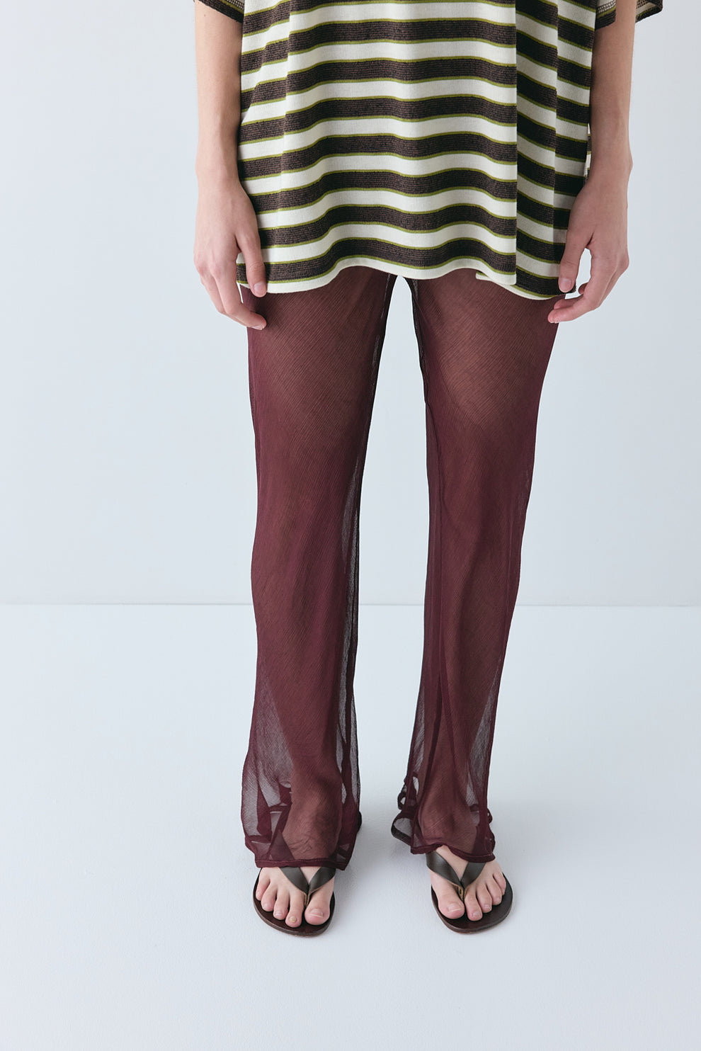 Remi Sheer Pants Burgundy