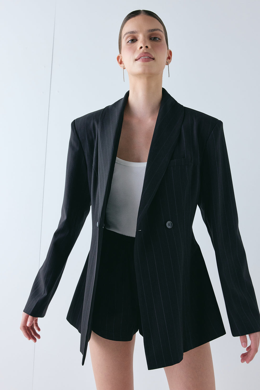 Yara Blazer Black Pinstripe 