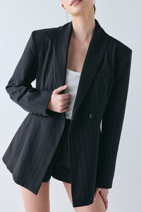Yara Blazer Black Pinstripe