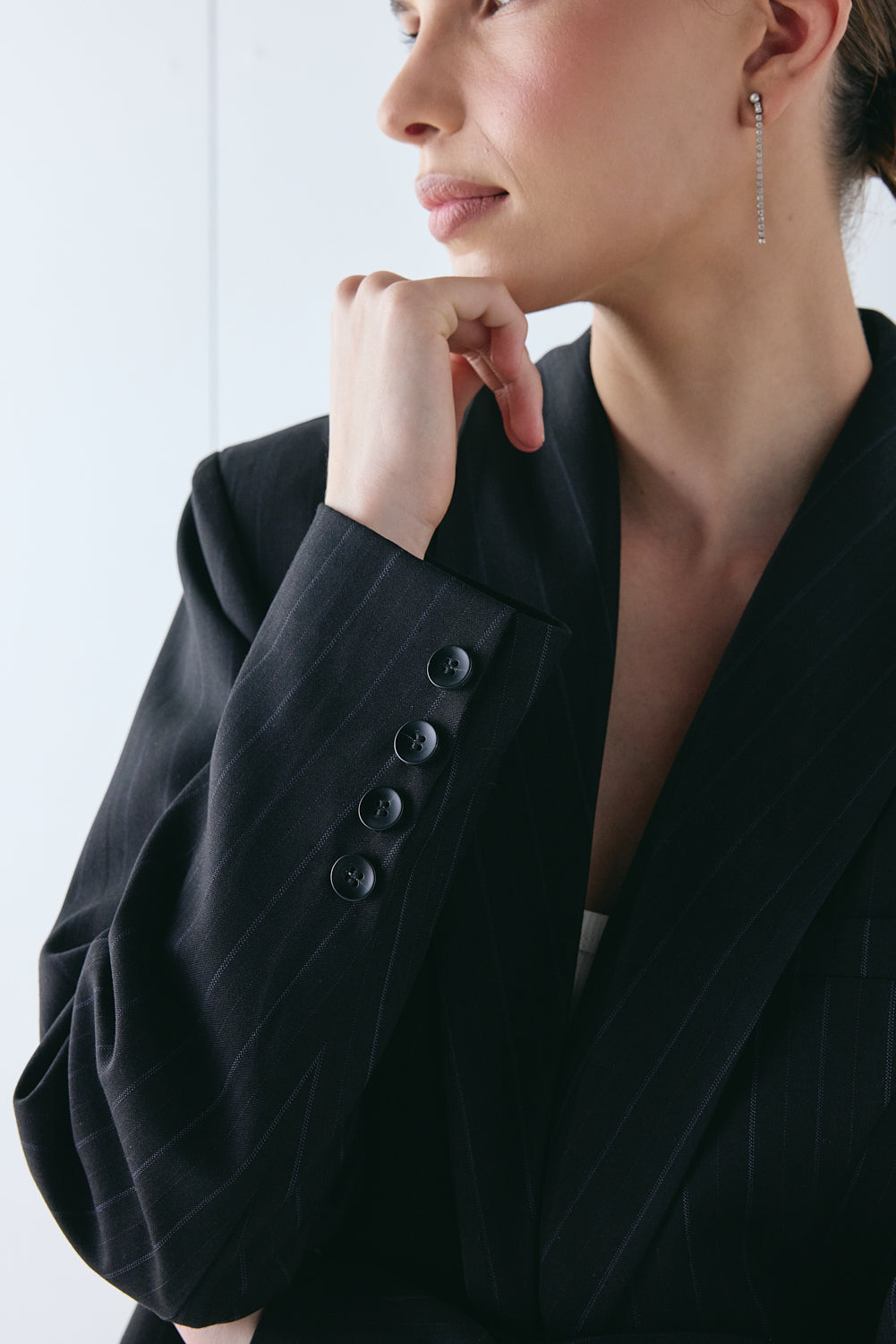 Yara Blazer Black Pinstripe 