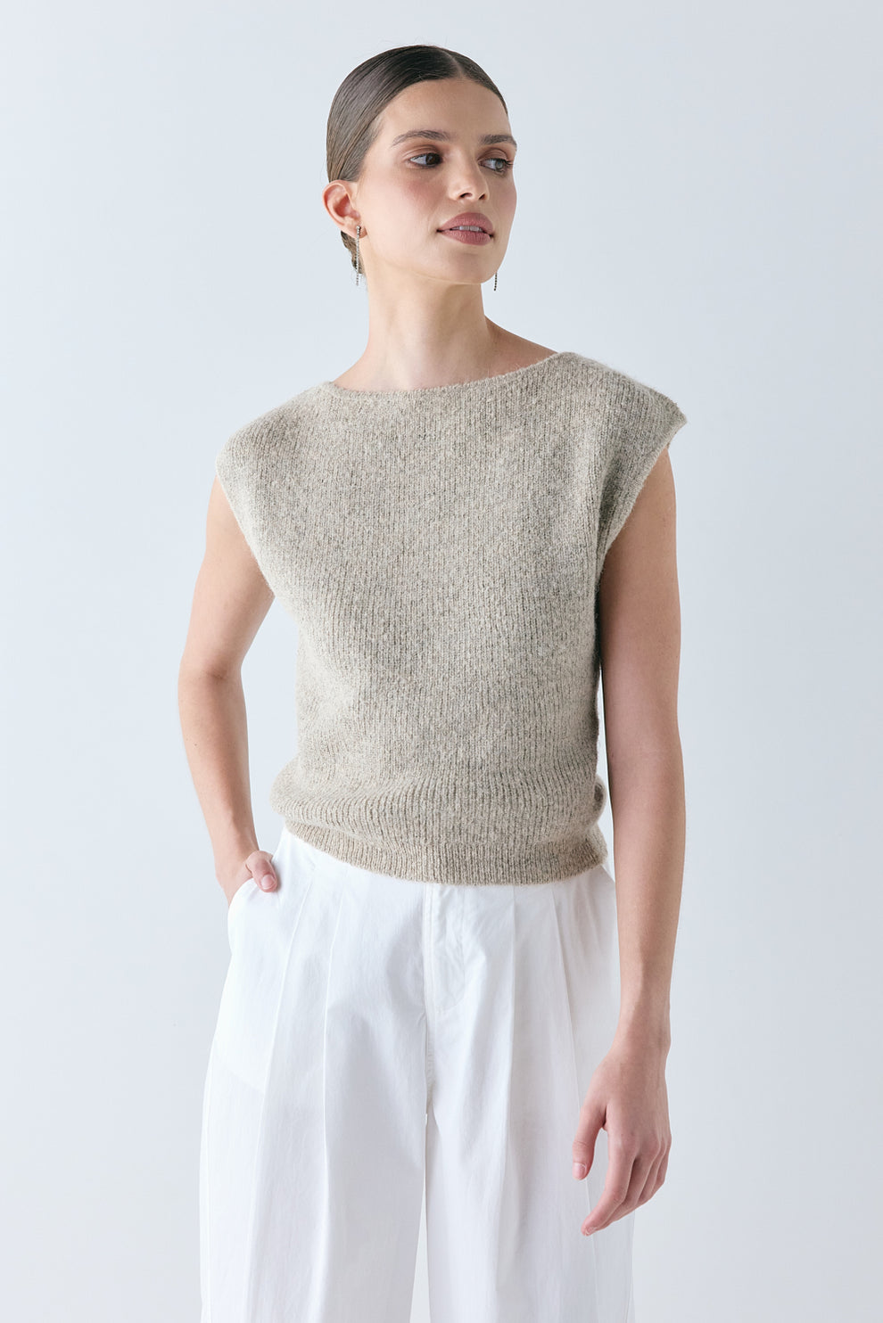 Greta Knit Top Oat - size:Miah:xs