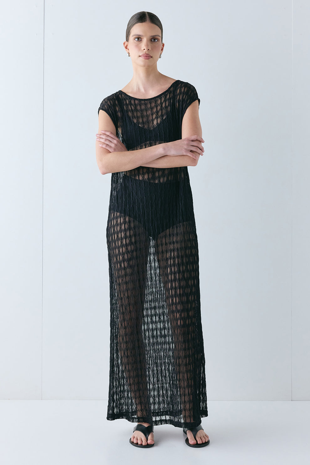 Ariane Sheer Maxi Dress Black