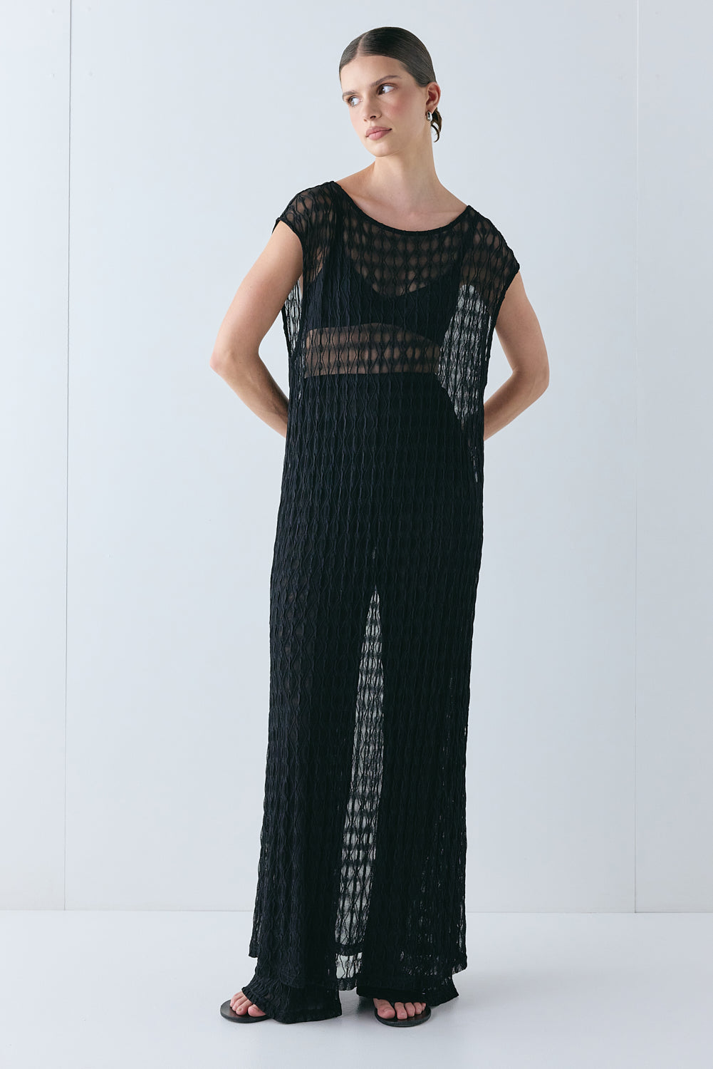 Ariane Sheer Maxi Dress Black - size:Miah:AU 6 / US 2