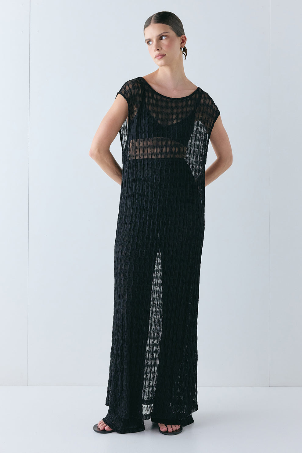Ariane Sheer Maxi Dress Black - size:Miah:AU 6 / US 2
