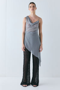 Layla Sheer Top Navy Check