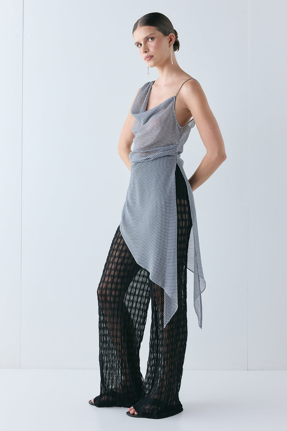 Layla Sheer Top Navy Check 