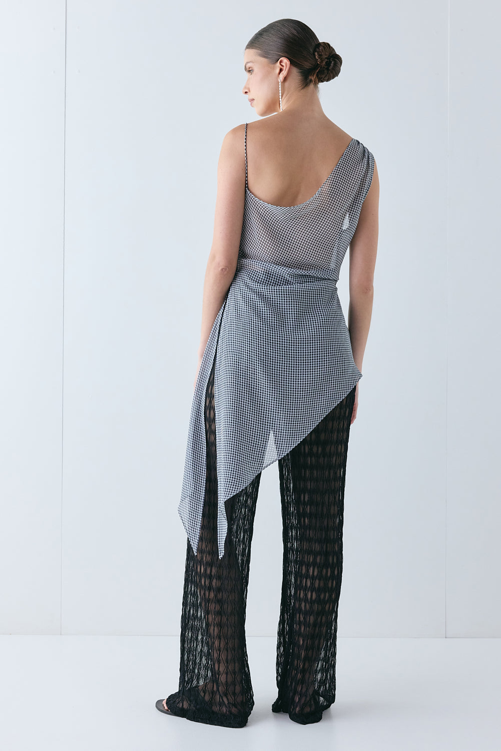 Layla Sheer Top Navy Check 