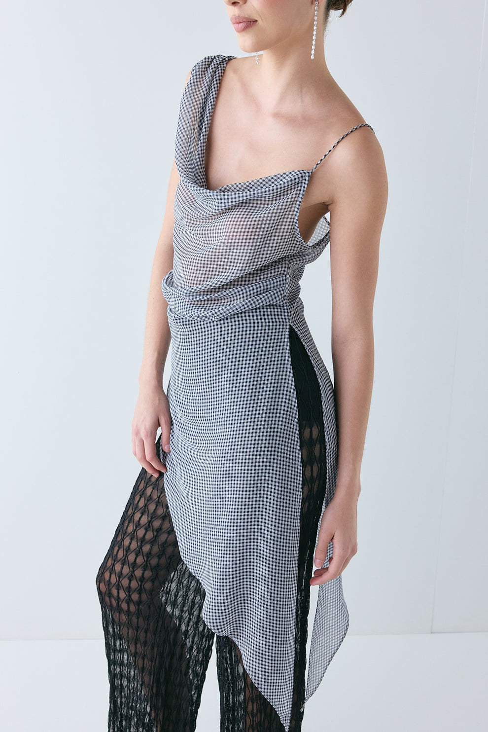 Layla Sheer Top Navy Check 